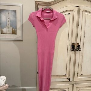 Zara Pink Ribbed Maxi Dress